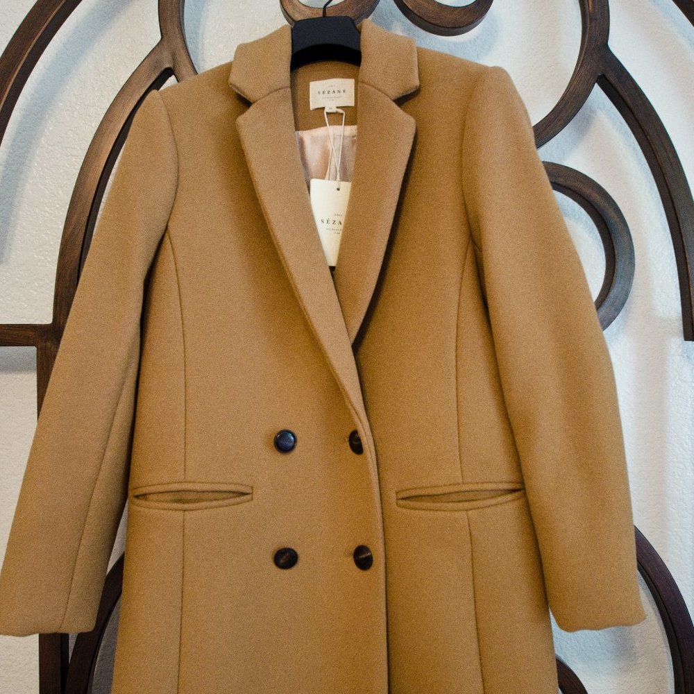 Sezane Camel Johnson Wool Coat Size 34